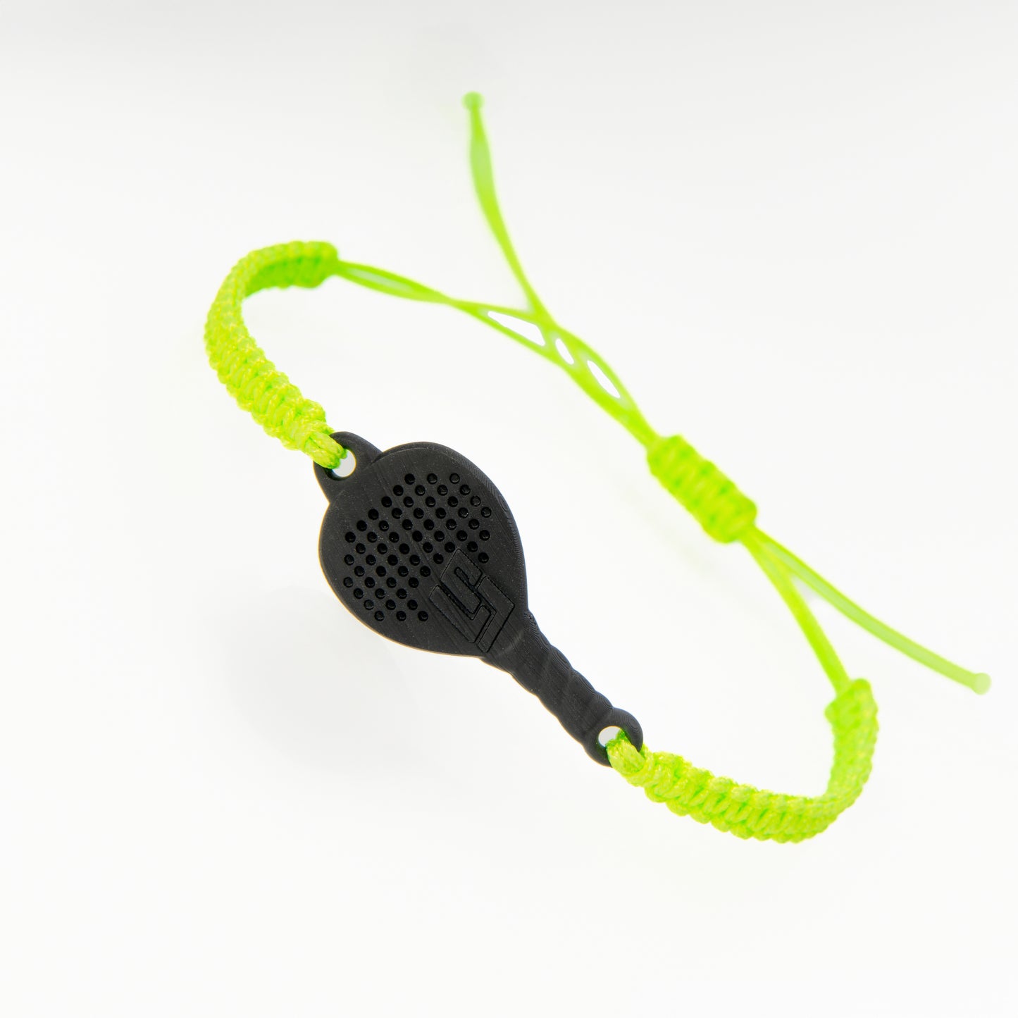 BRACCIALE PADEL RACCHETTA IN RESINA ECOSOSTENIBILE STAMPA 3D CORDINO VERDE FLUO
