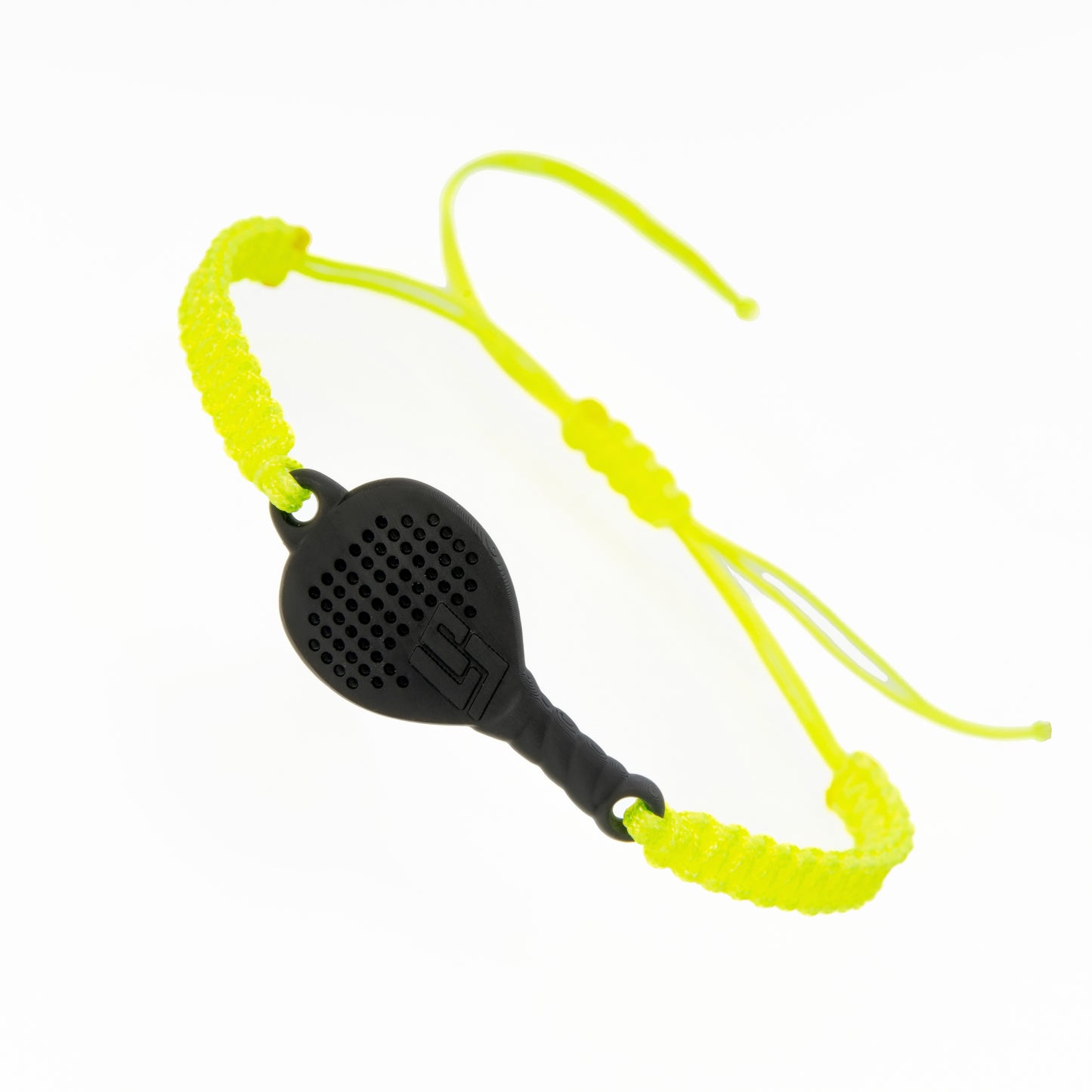 BRACCIALE PADEL RACCHETTA IN RESINA ECOSOSTENIBILE STAMPA 3D CORDINO GIALLO FLUO