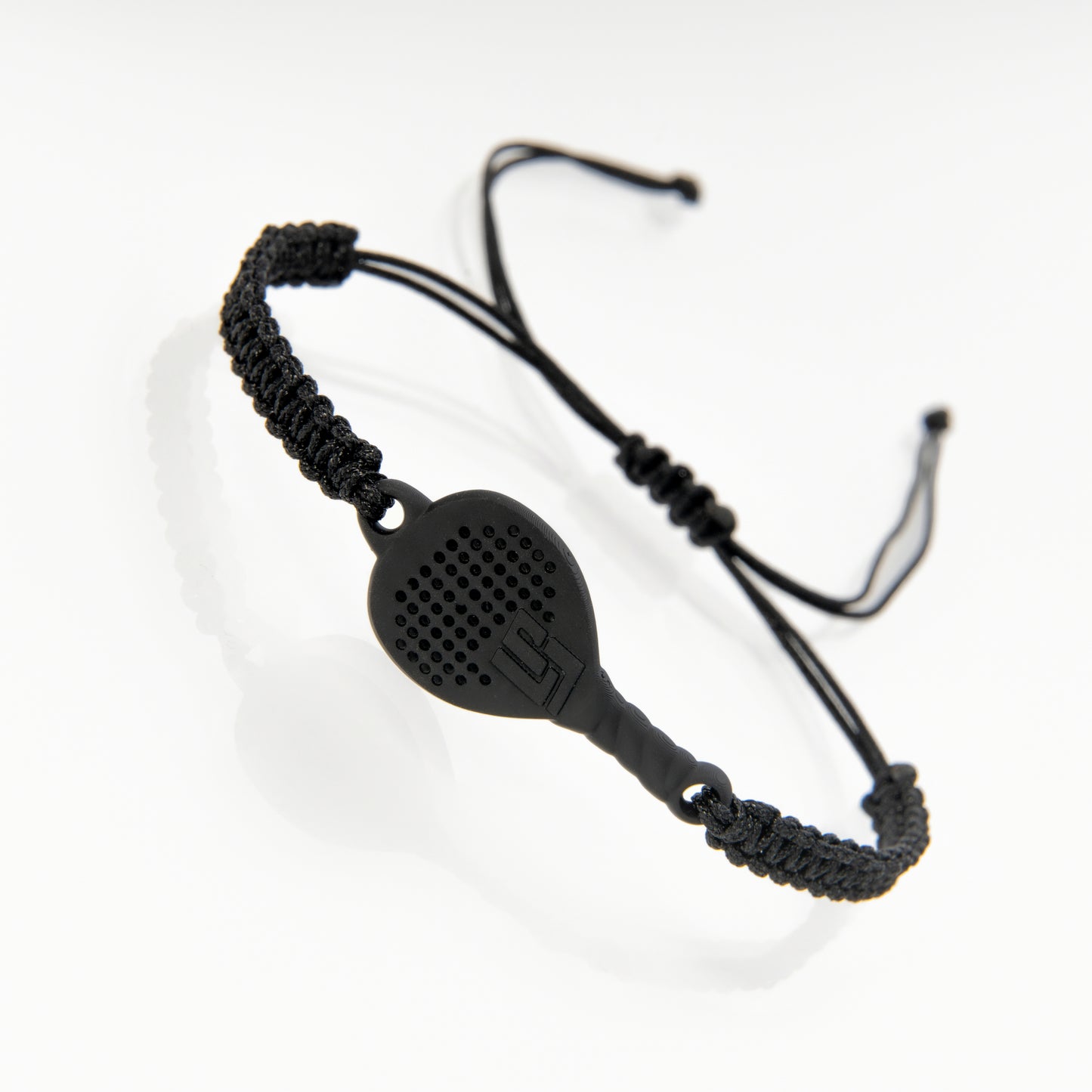 BRACCIALE PADEL RACCHETTA IN RESINA ECOSOSTENIBILE STAMPA 3D CORDINO NERO