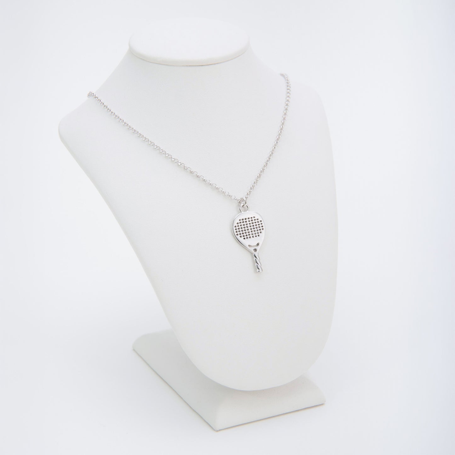 PADEL RACKET DROP PENDANT IN 925 SILVER AND ADJUSTABLE CHAIN