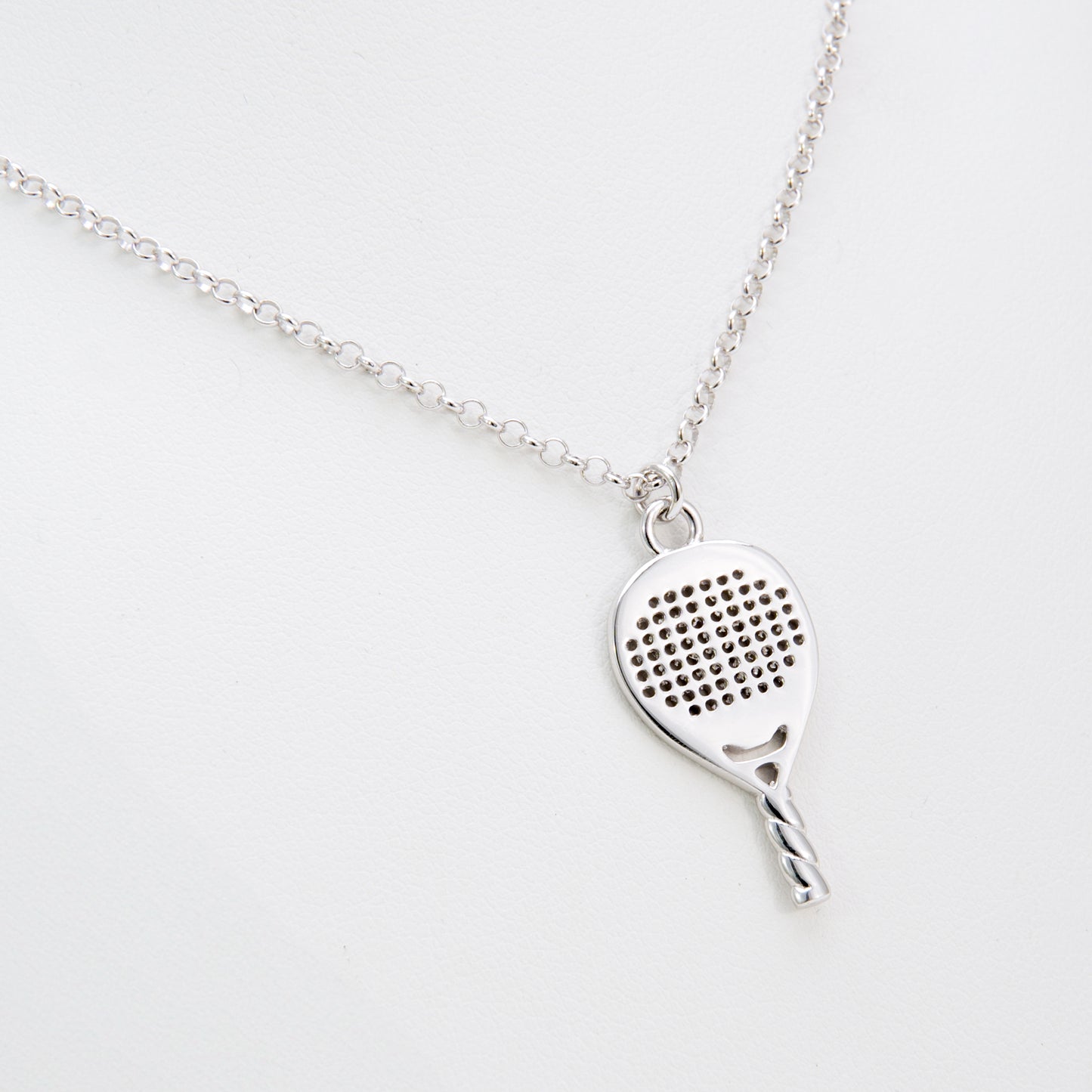 PADEL RACKET DROP PENDANT IN 925 SILVER AND ADJUSTABLE CHAIN