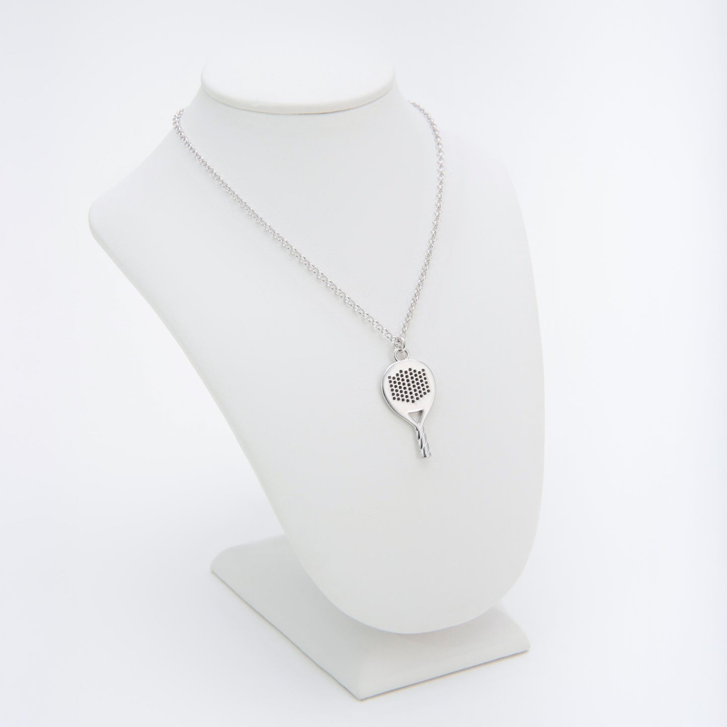 PADEL PENDANT - ROUND RACKET IN 925 SILVER WITH ADJUSTABLE CHAIN