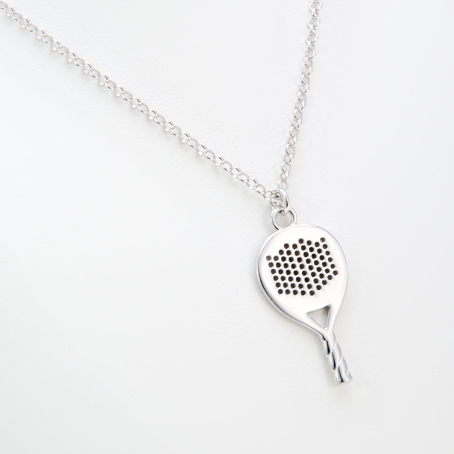 PADEL PENDANT - ROUND RACKET IN 925 SILVER WITH ADJUSTABLE CHAIN