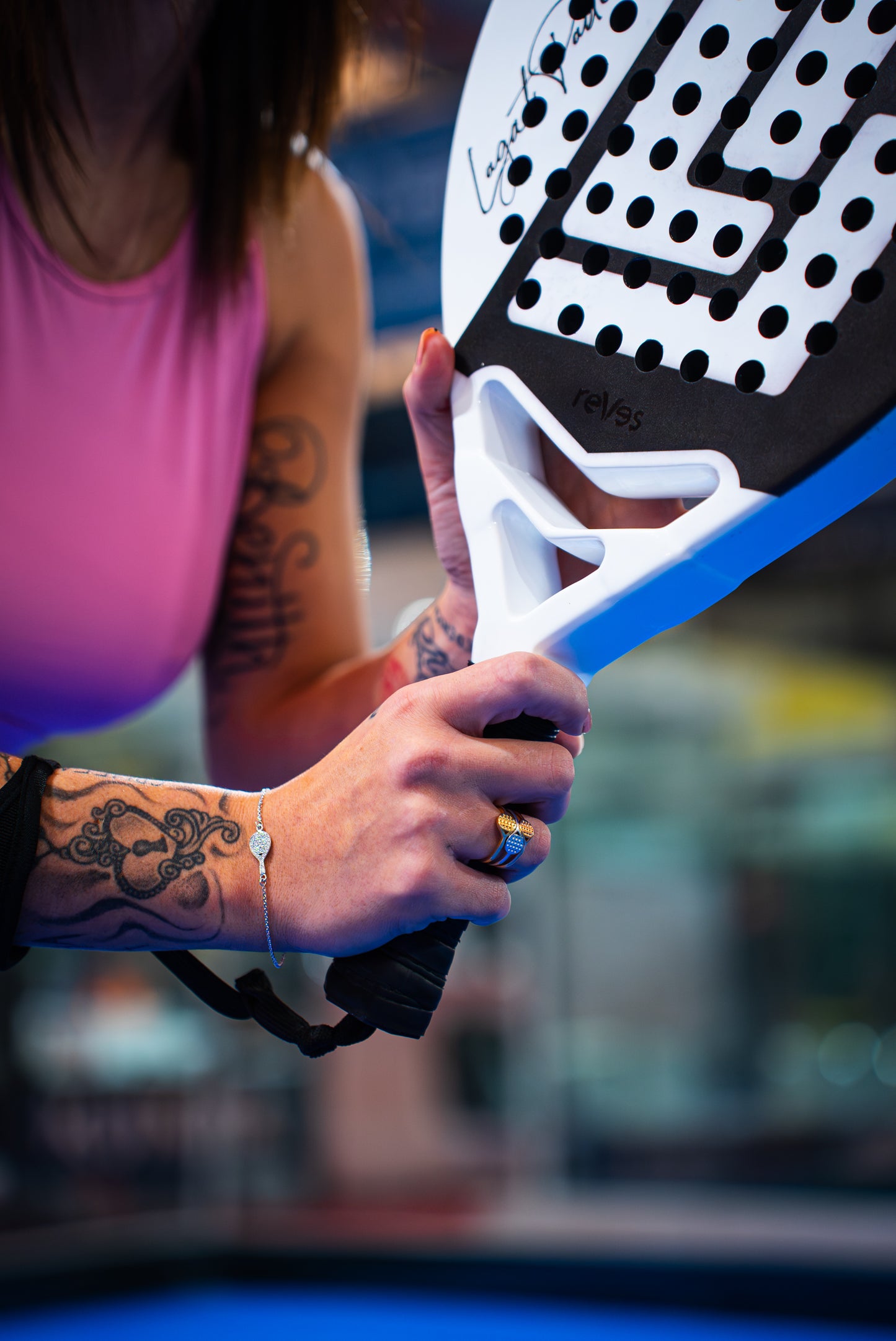 BRACCIALE RACCHETTA ORO BIANCO E DIAMANTI TAGLIO BRILLANTE