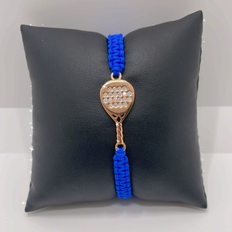 BRACCIALE PADEL IN ORO ROSA 18 KT E DIAMANTI BIANCHI RACCHETTA DIAMANTE