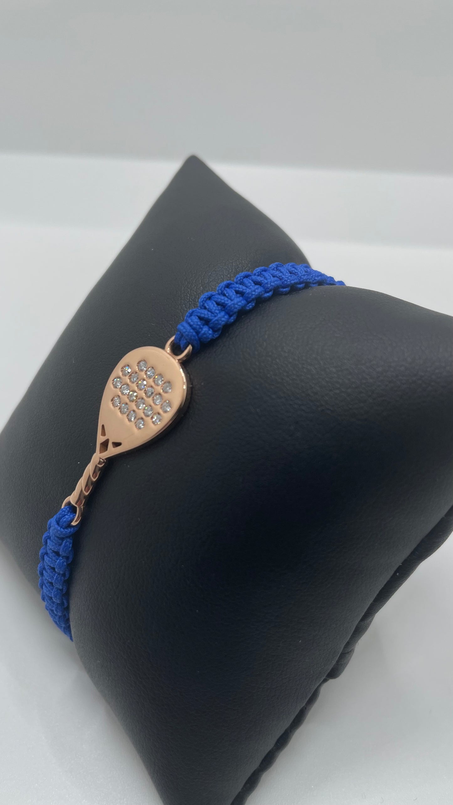 BRACCIALE PADEL IN ORO ROSA 18 KT E DIAMANTI BIANCHI RACCHETTA DIAMANTE
