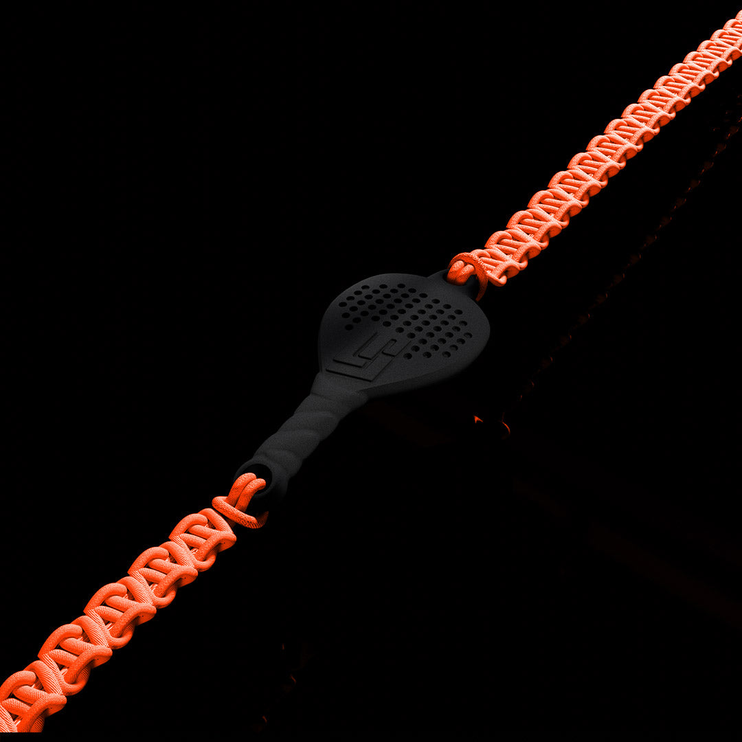 BRACCIALE PADEL RACCHETTA IN RESINA ECOSOSTENIBILE STAMPA 3D CORDINO ARANCIONE FLUO