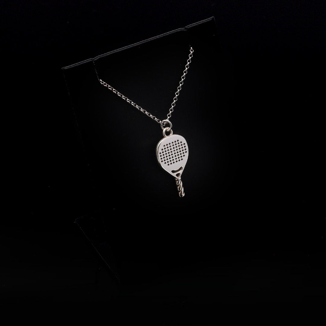 PADEL RACKET DROP PENDANT IN 925 SILVER AND ADJUSTABLE CHAIN