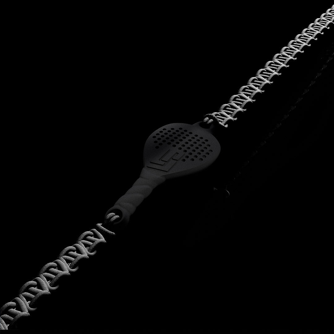 BRACCIALE PADEL RACCHETTA IN RESINA ECOSOSTENIBILE STAMPA 3D CORDINO NERO