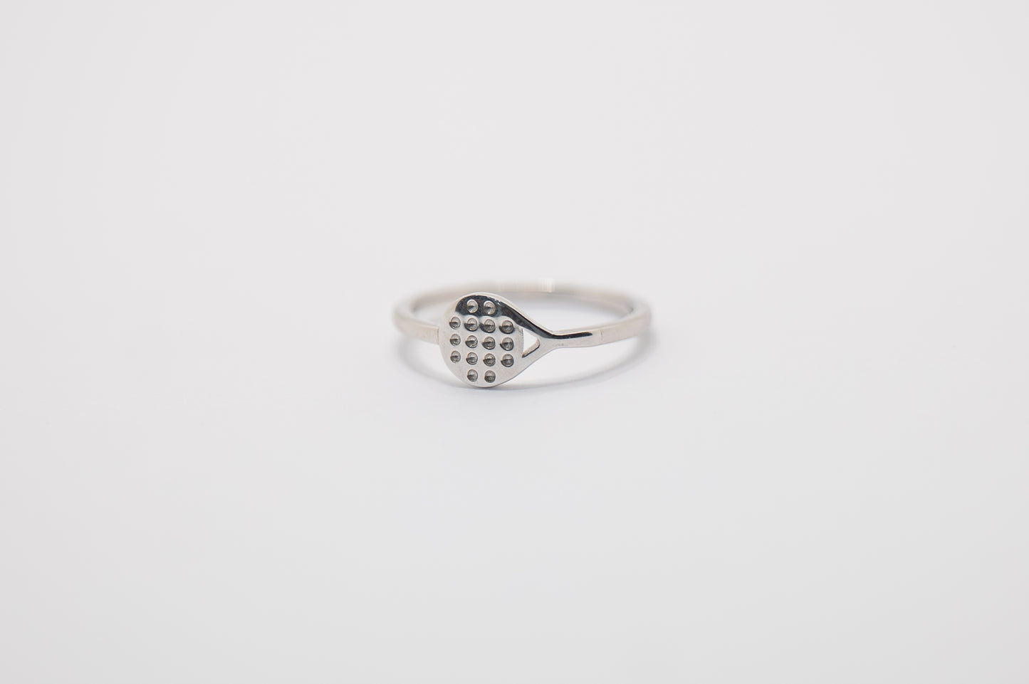 ANELLO RACCHETTA PADEL IN ORO BIANCO 18 KT