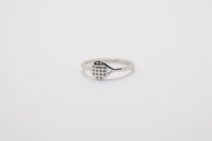 ANELLO RACCHETTA PADEL IN ORO BIANCO 18 KT
