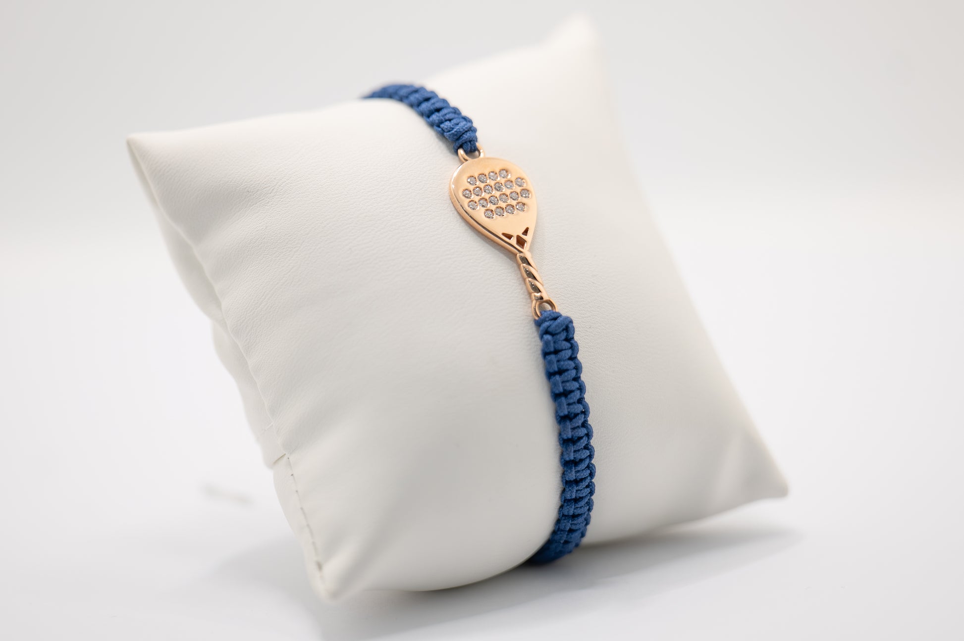 BRACCIALE PADEL  IN ORO ROSA 18 KT E DIAMANTI BIANCHI RACCHETTA DIAMANTE