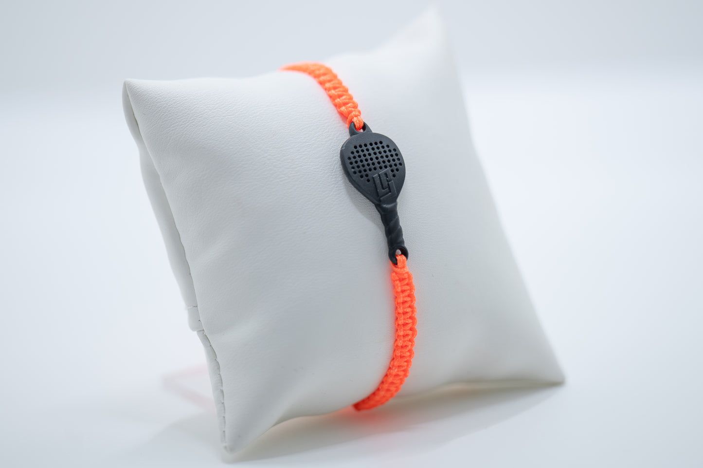 BRACCIALE PADEL RACCHETTA IN RESINA ECOSOSTENIBILE STAMPA 3D  CORDINO ARANCIONE FLUO