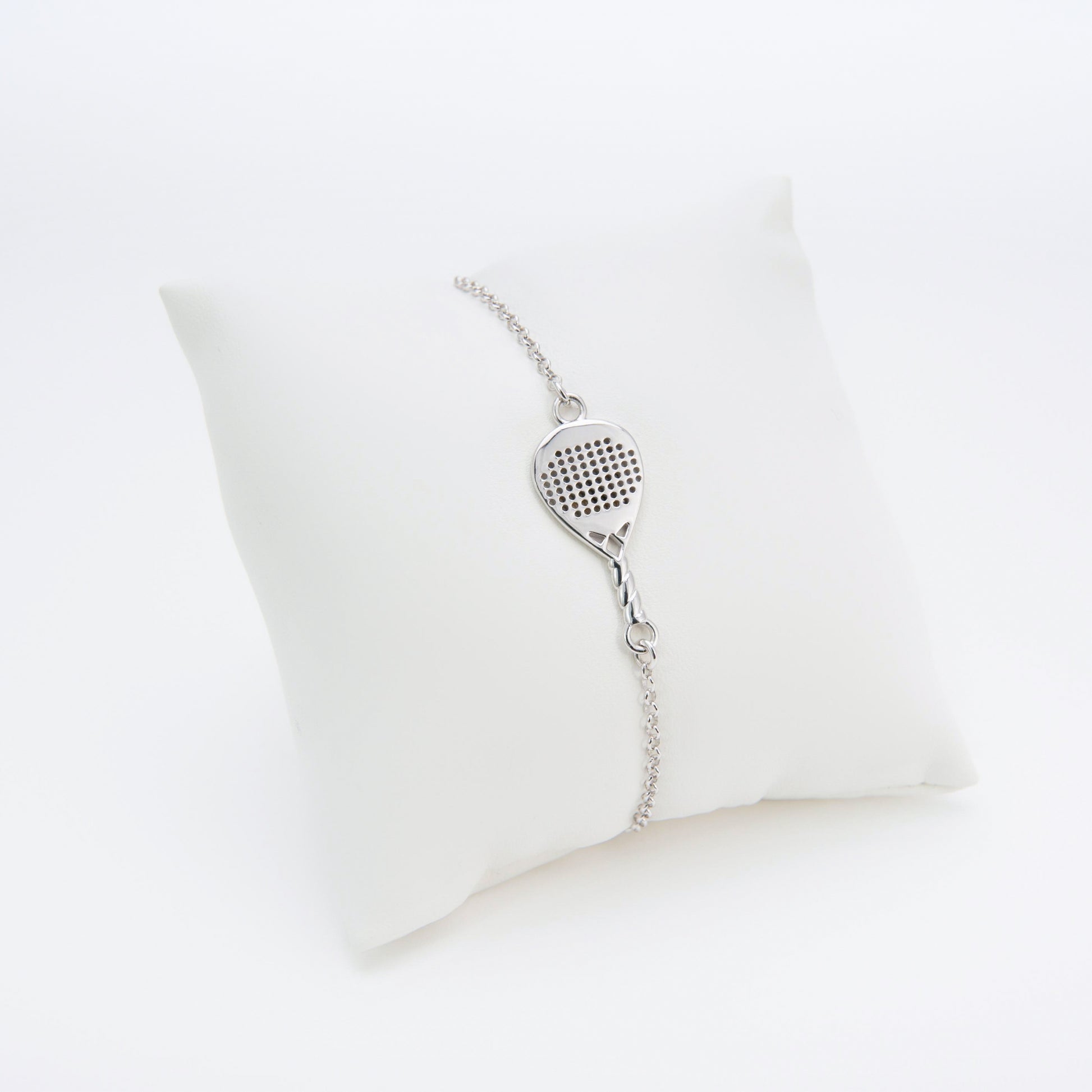 BRACCIALE RACCHETTA PADEL DIAMANTE IN ARGENTO 925 CON CATENA