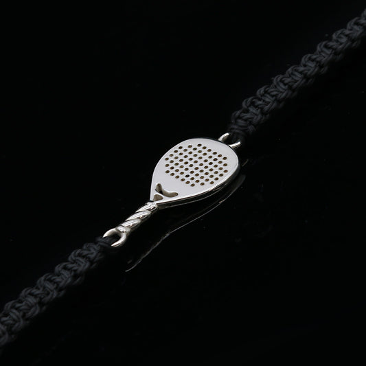 Bracciale racchetta padel goccia in argento 925 con cordino nero Lagati Padel Jewels