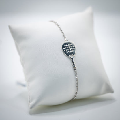 BRACCIALE RACCHETTA PADEL LOVE FULL HEART ARGENTO 925