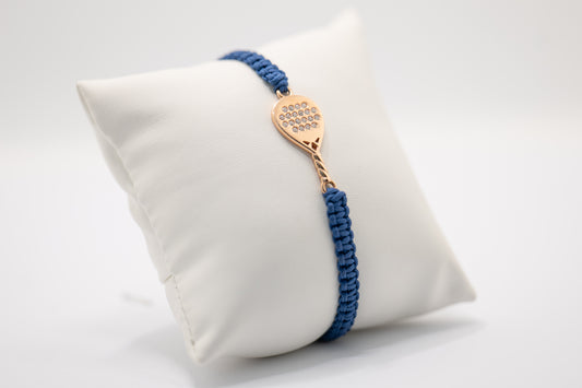 BRACCIALE PADEL  IN ORO ROSA 18 KT E DIAMANTI BIANCHI RACCHETTA DIAMANTE