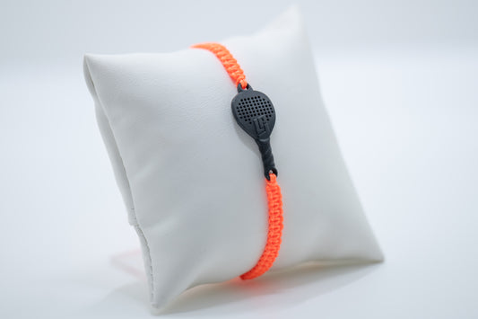 BRACCIALE PADEL RACCHETTA IN RESINA ECOSOSTENIBILE STAMPA 3D  CORDINO ARANCIONE FLUO