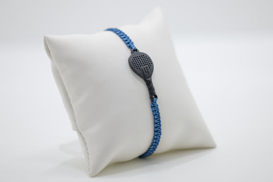 BRACCIALE PADEL RACCHETTA IN RESINA ECOSOSTENIBILE STAMPA 3D  CORDINO BLU NAVY
