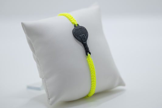 BRACCIALE PADEL RACCHETTA IN RESINA ECOSOSTENIBILE STAMPA 3D  CORDINO GIALLO FLUO