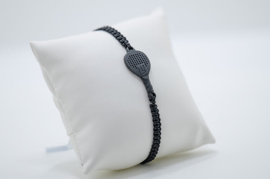 BRACCIALE PADEL RACCHETTA IN RESINA ECOSOSTENIBILE STAMPA 3D  CORDINO NERO