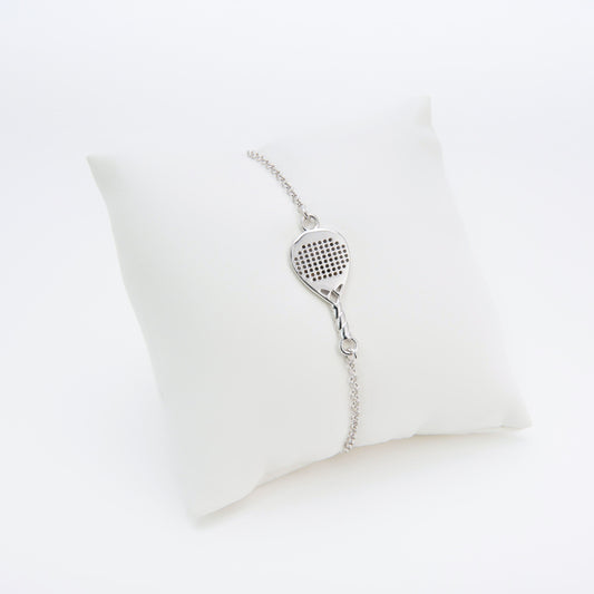 BRACCIALE RACCHETTA PADEL DIAMANTE IN ARGENTO 925 CON CATENA