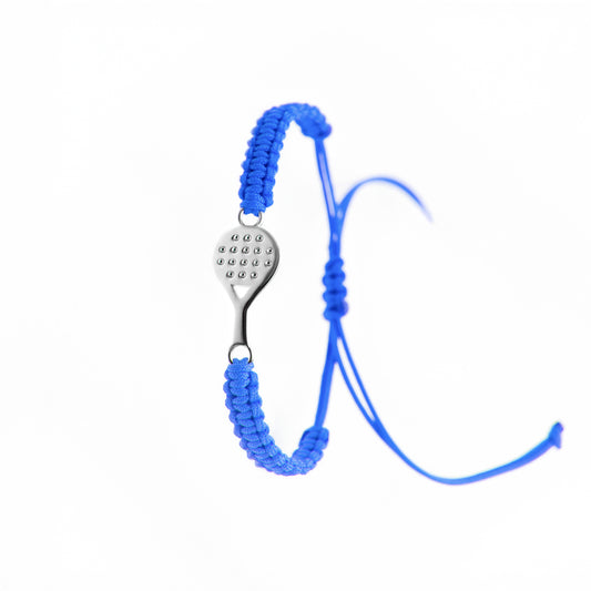 BRACCIALE RACCHETTA STARTER IN ARGENTO 925 CON CORDINO BLU ELETTRICO ECOSOSTENIBILE