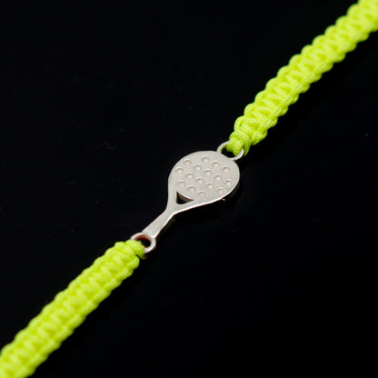 BRACCIALE RACCHETTA STARTER IN ARGENTO 925 CON CORDINO GIALLO FLUO ECOSOSTENIBILE