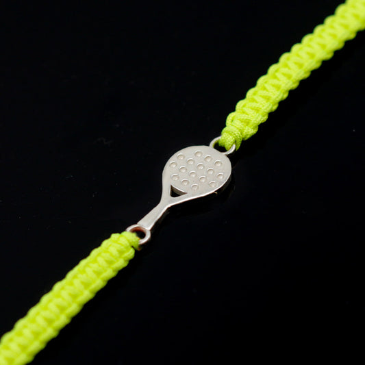 BRACCIALE RACCHETTA STARTER IN ARGENTO 925 CON CORDINO GIALLO FLUO ECOSOSTENIBILE