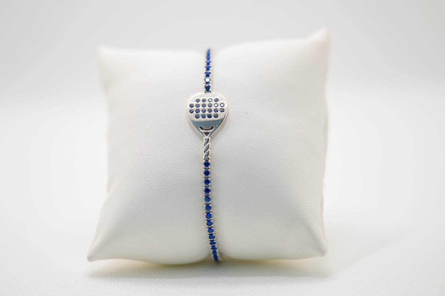 Bracciale Tennis racchetta Padel Argento 925 e pietre blu