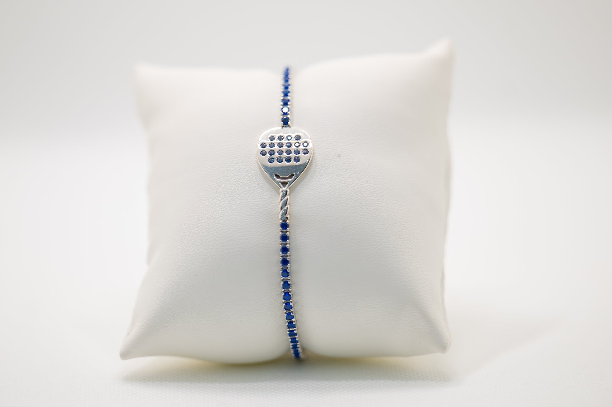 Bracciale Tennis racchetta Padel Argento 925 e pietre blu