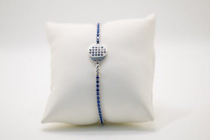 Bracciale Tennis racchetta Padel Argento 925 e pietre blu