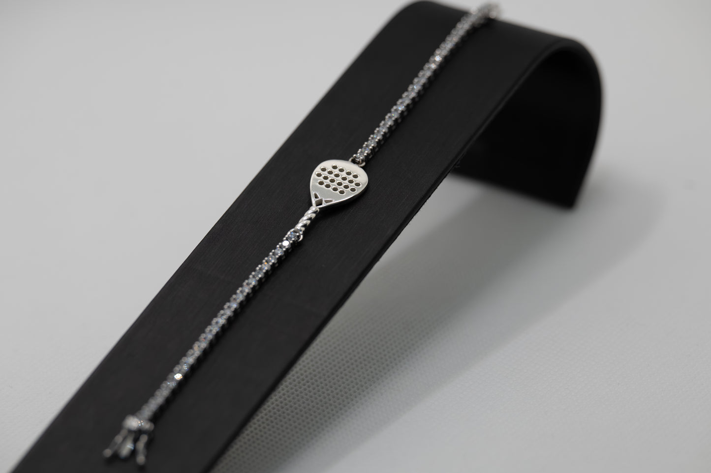 Bracciale tennis racchetta padel argento 925 e pietre bianche