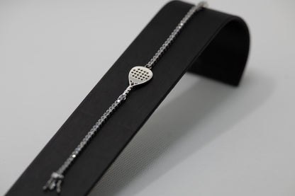 Bracciale tennis racchetta padel argento 925 e pietre bianche