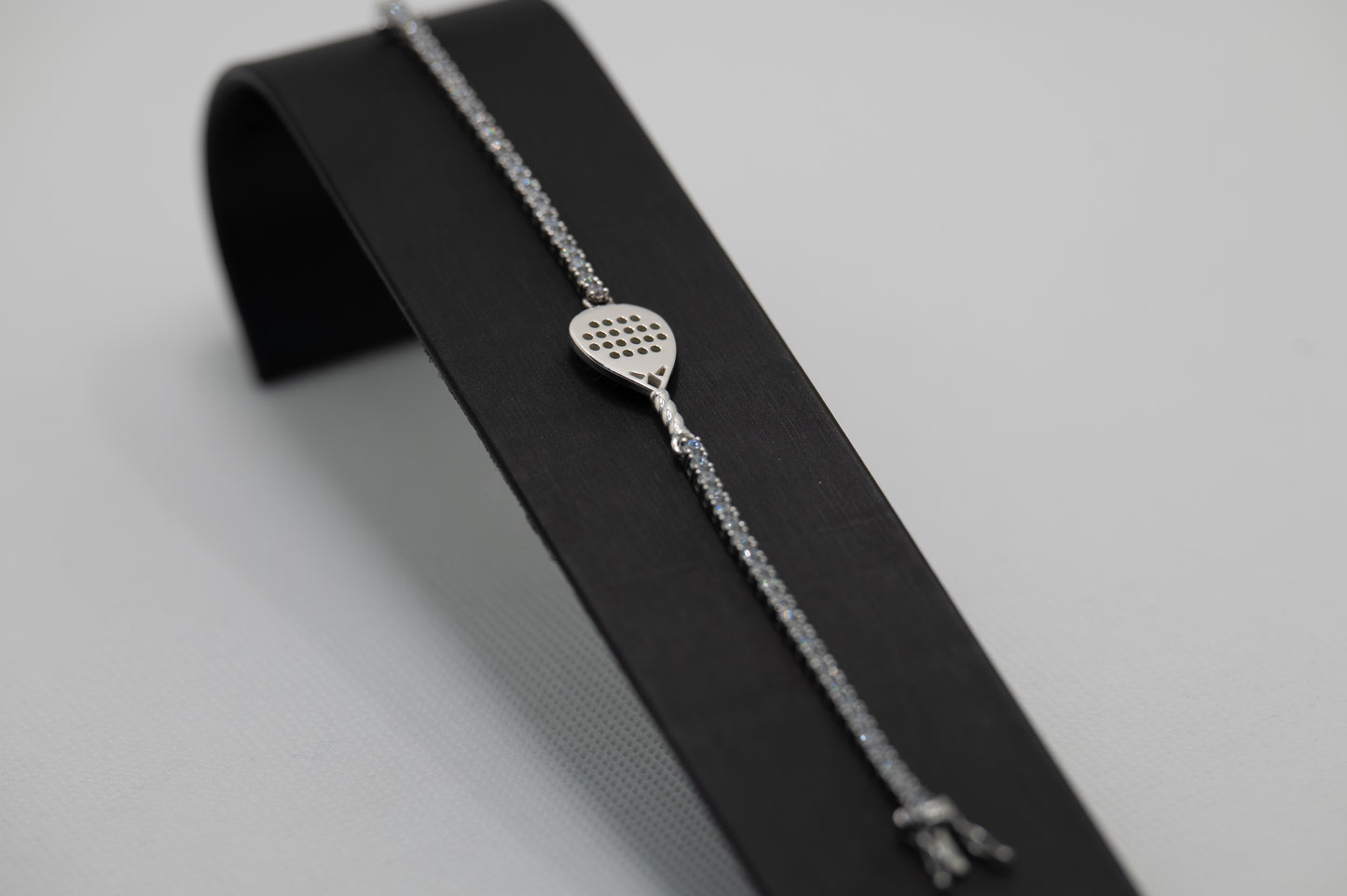 Bracciale tennis racchetta padel argento 925 e pietre bianche