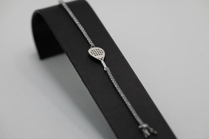 Bracciale tennis racchetta padel argento 925 e pietre bianche