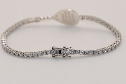 Bracciale tennis racchetta padel argento 925 e pietre bianche