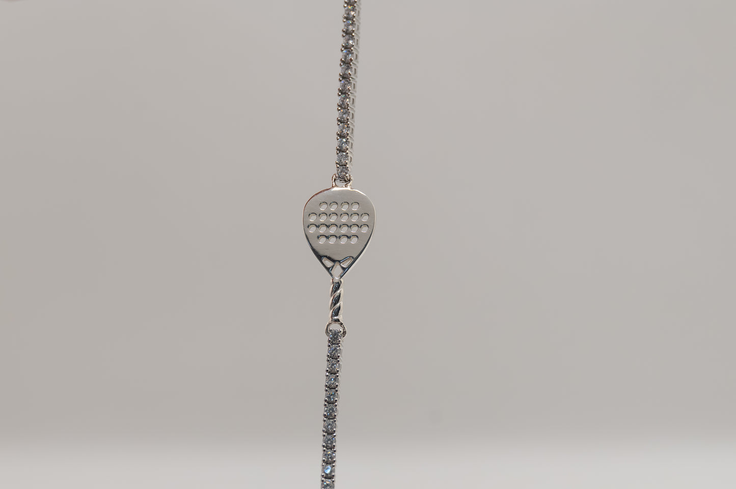 Bracciale tennis racchetta padel argento 925 e pietre bianche