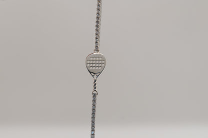 Bracciale tennis racchetta padel argento 925 e pietre bianche
