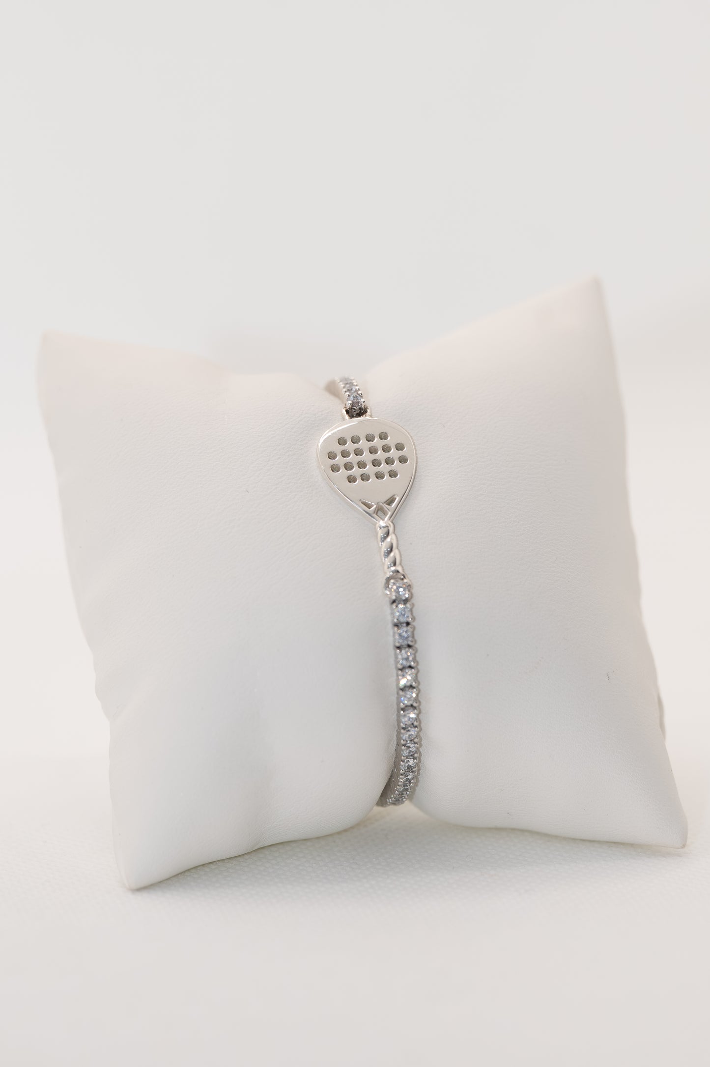 Bracciale tennis racchetta padel argento 925 e pietre bianche