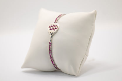 bracciale tennis racchetta padel argento 925 e pietre rosse