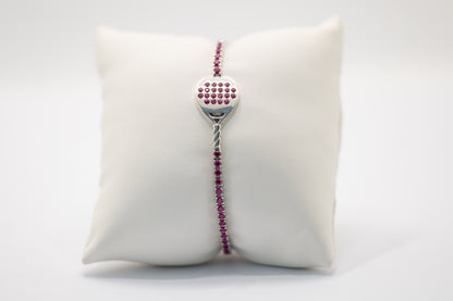 Bracciale Tennis racchetta Padel Argento 925 e pietre rosse