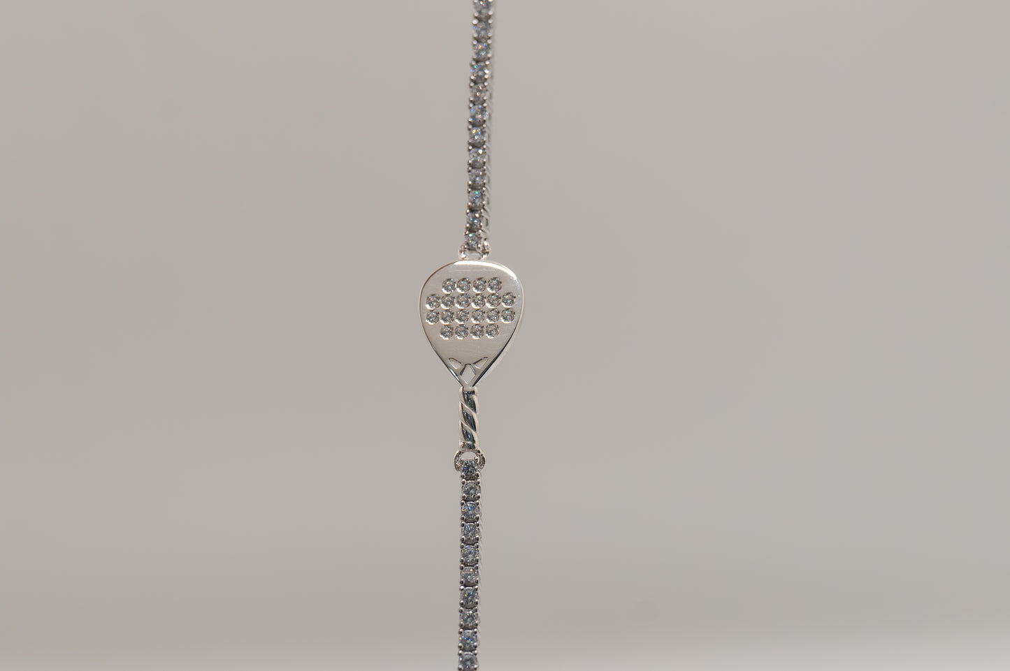 Bracciale tennis racchetta padel argento 925 e pietre bianche