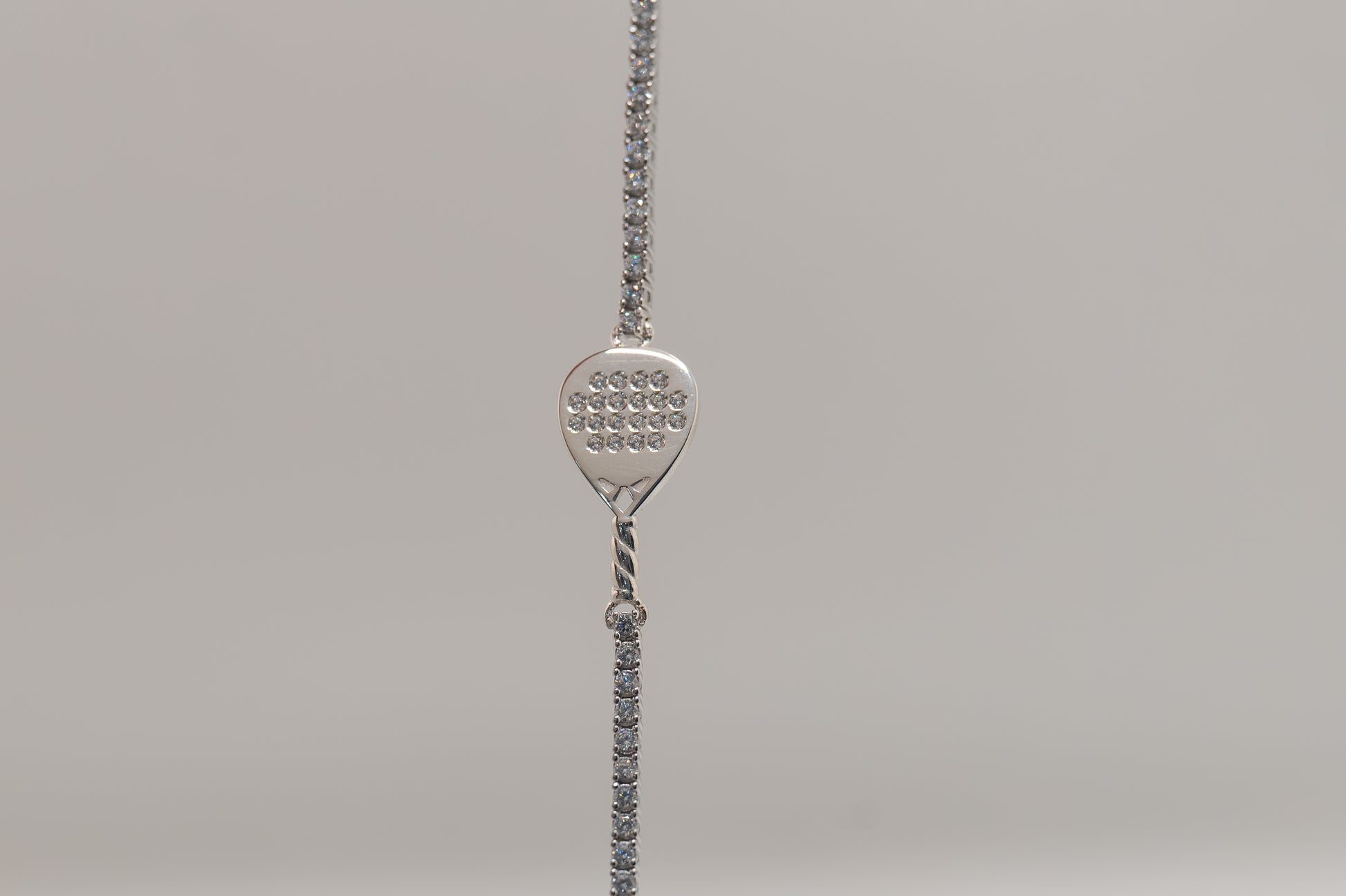 Bracciale tennis racchetta padel argento 925 e pietre bianche