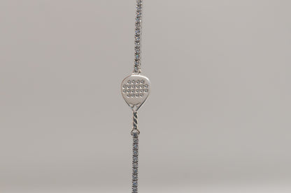 Bracciale tennis racchetta padel argento 925 e pietre bianche