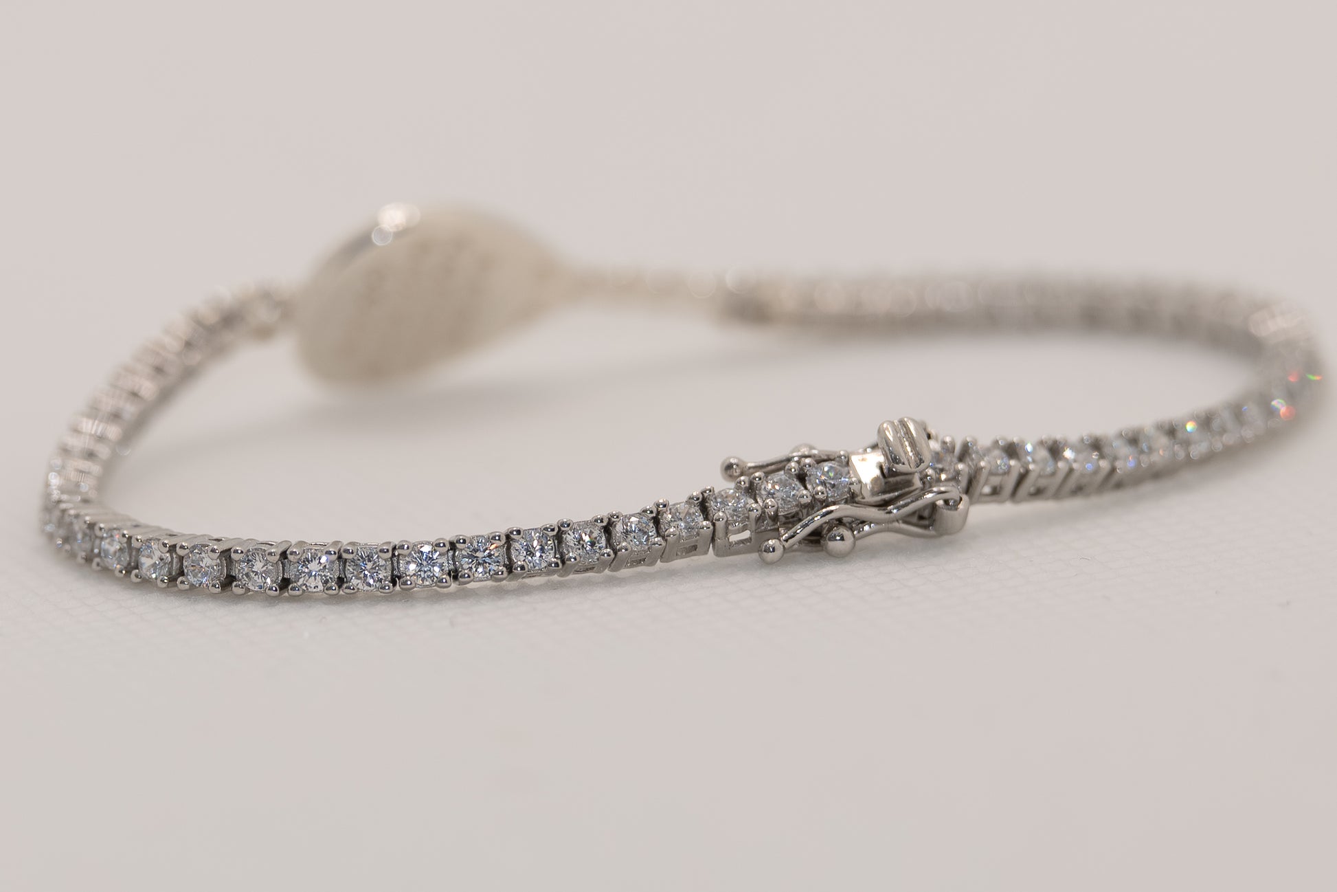 Bracciale tennis racchetta padel argento 925 e pietre bianche