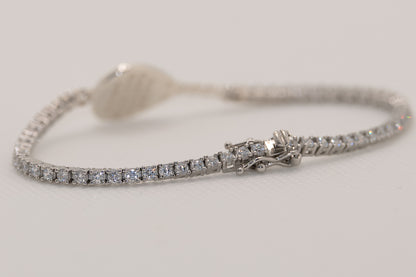 Bracciale tennis racchetta padel argento 925 e pietre bianche