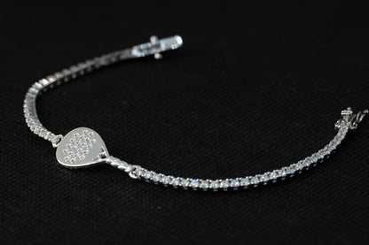 Bracciale tennis racchetta padel argento 925 e pietre bianche