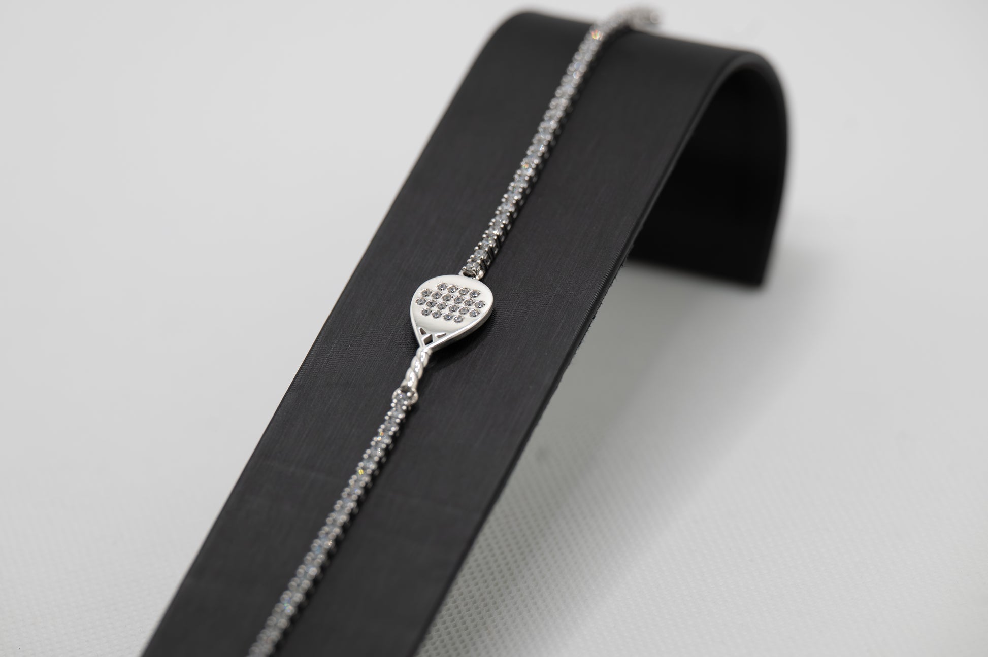 Bracciale tennis racchetta padel argento 925 e pietre bianche