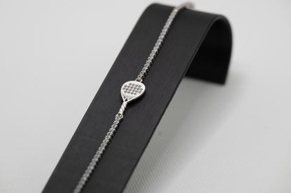 Bracciale tennis racchetta padel argento 925 e pietre bianche